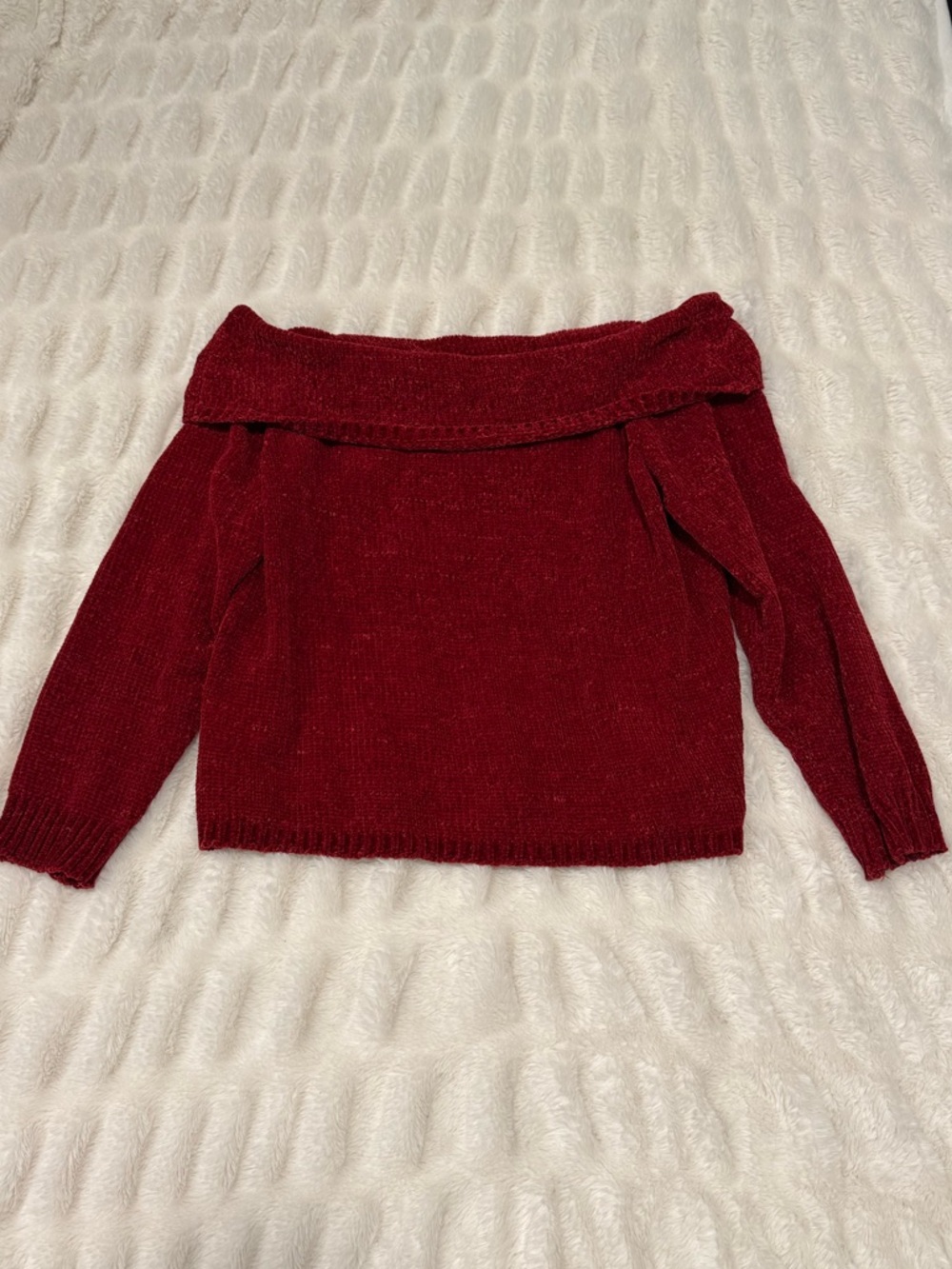Rue 21 Off-Shoulder Red Chenille Women's Sweater